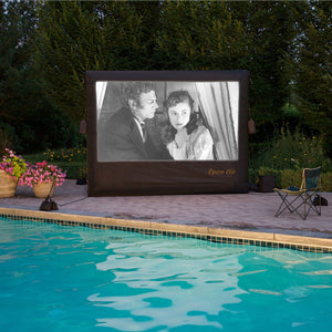 Inflatable 9' screen by the pool